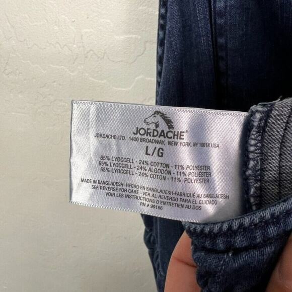 Jordage Overall Womens Size Large Dark Blue Soft Drawaist Chambray Lightweight - Picture 15 of 16